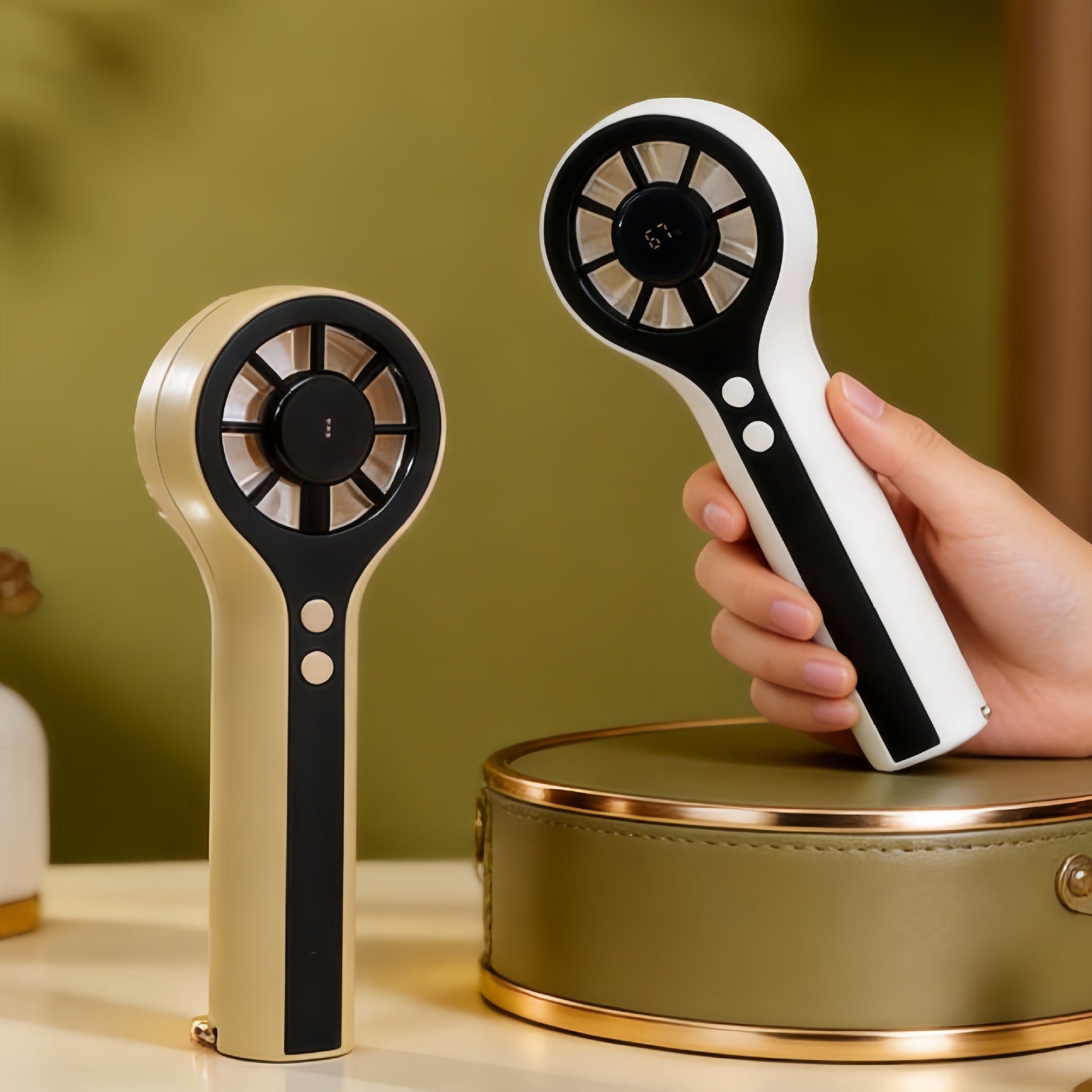Portable Hand Fan USB Rechargeable with Variable Speed and Digital Display Compact Lightweight