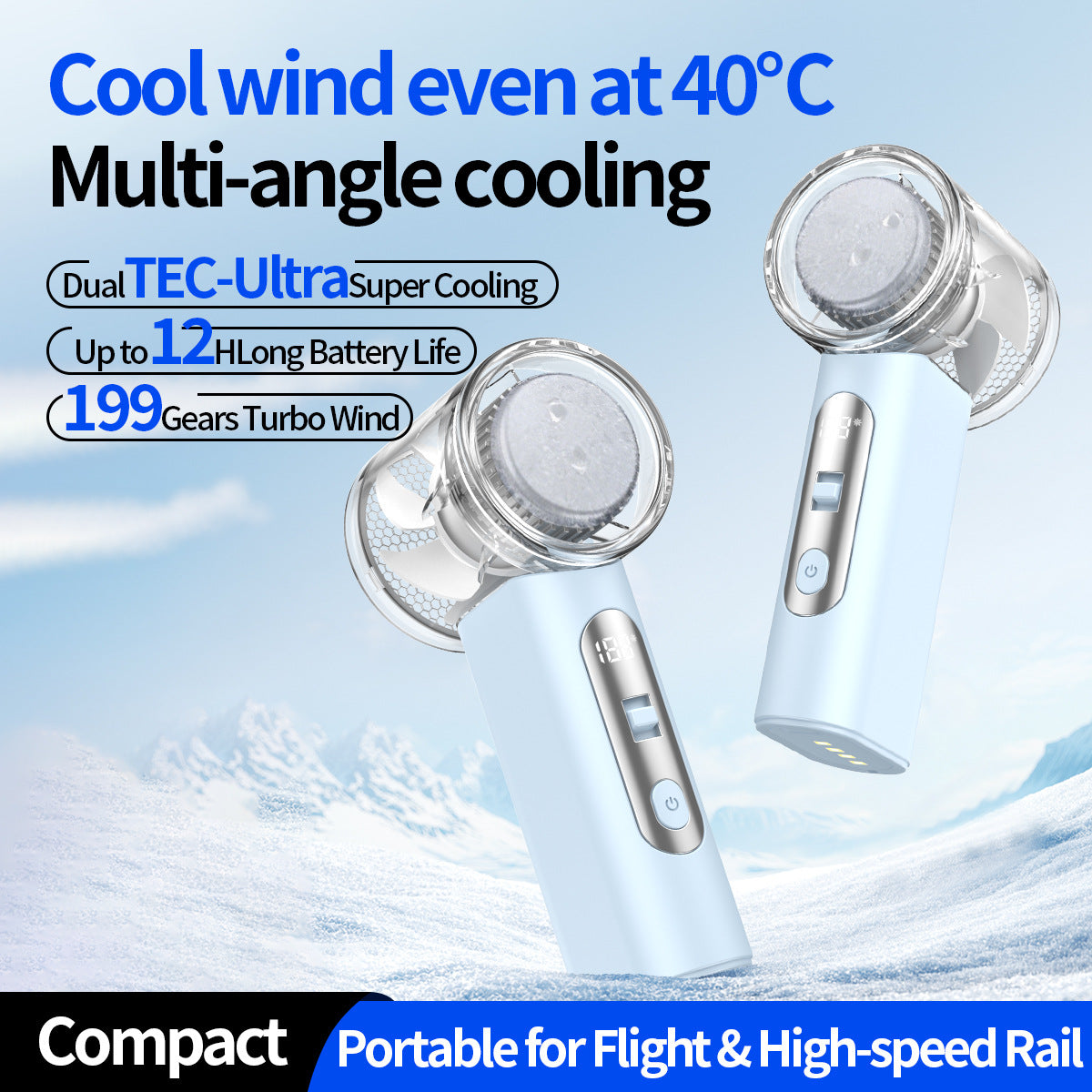 Portable Mini Air Cooler with HD Digital Display Compact Personal Fan for Women