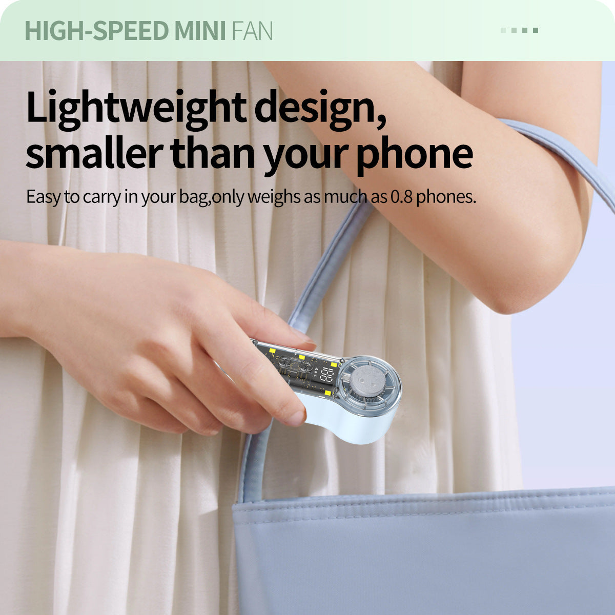 Portable Mini Cooling Fan With 199 Speeds and LED Display Compact Handheld Cooler