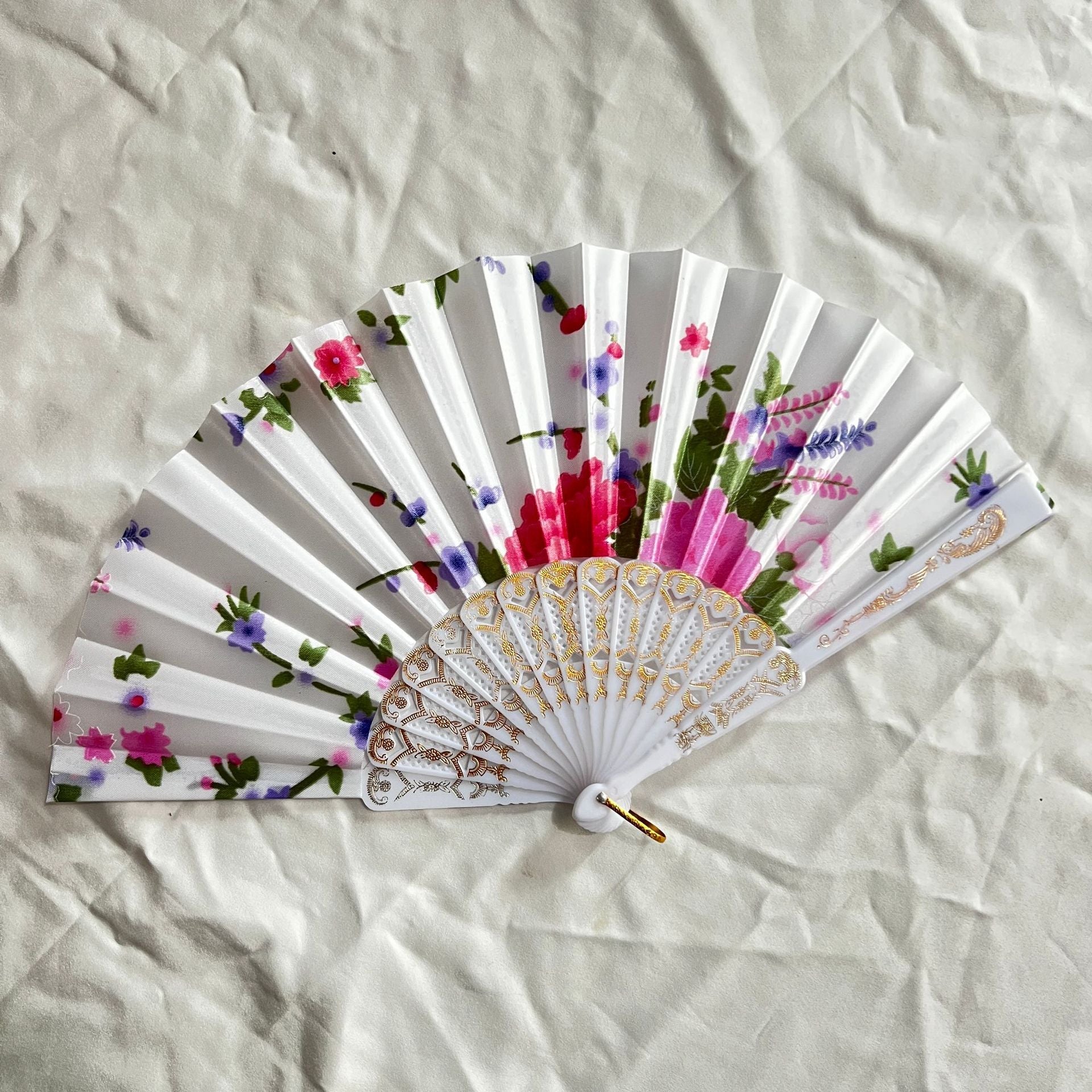 Ladies Folding Fan Floral Design Lightweight Portable Handheld Fan