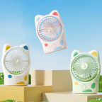 Portable Rechargeable Table Fan Quiet Motor Cat Ear Design USB Charging