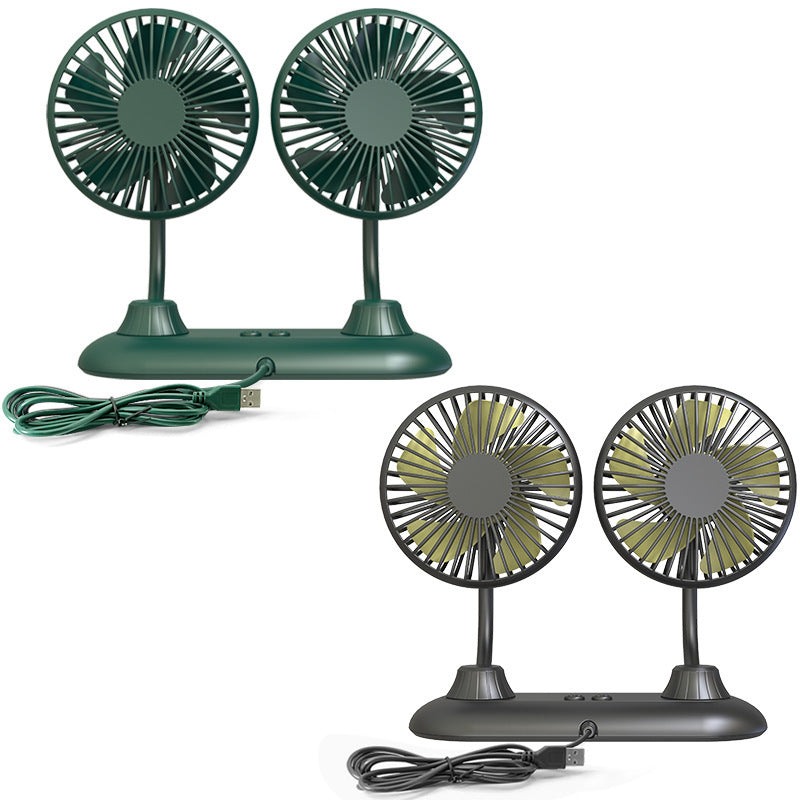 Dual Adjustable USB Powered Desktop Fan with Flexible Heads Quiet Portable Cooling