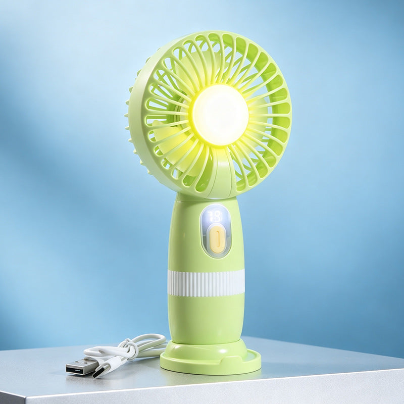 Portable USB Hand Fan with LED Lights Flexible Tilt Lightweight Personal Cooling Device