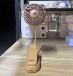 Portable Desk Fan Rechargeable Battery Cute Animal Face Quiet Operation
