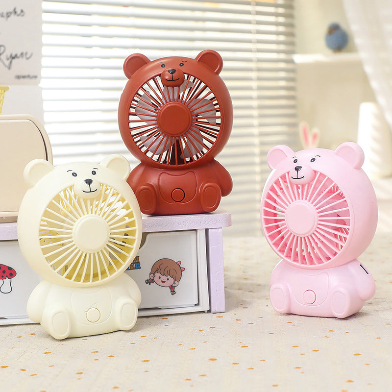 Portable Rechargeable Bear Table Fan USB Quiet Motor Child-Friendly Design