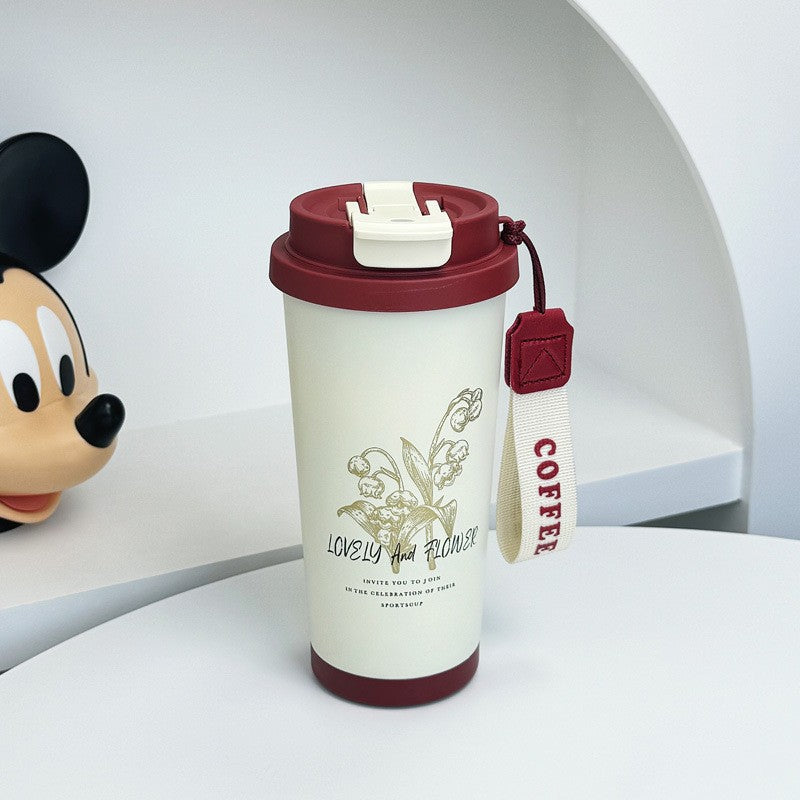 Insulated Stainless Steel Travel Mug with Leak-Proof Cap and Carry Handle for Coffee and Tea
