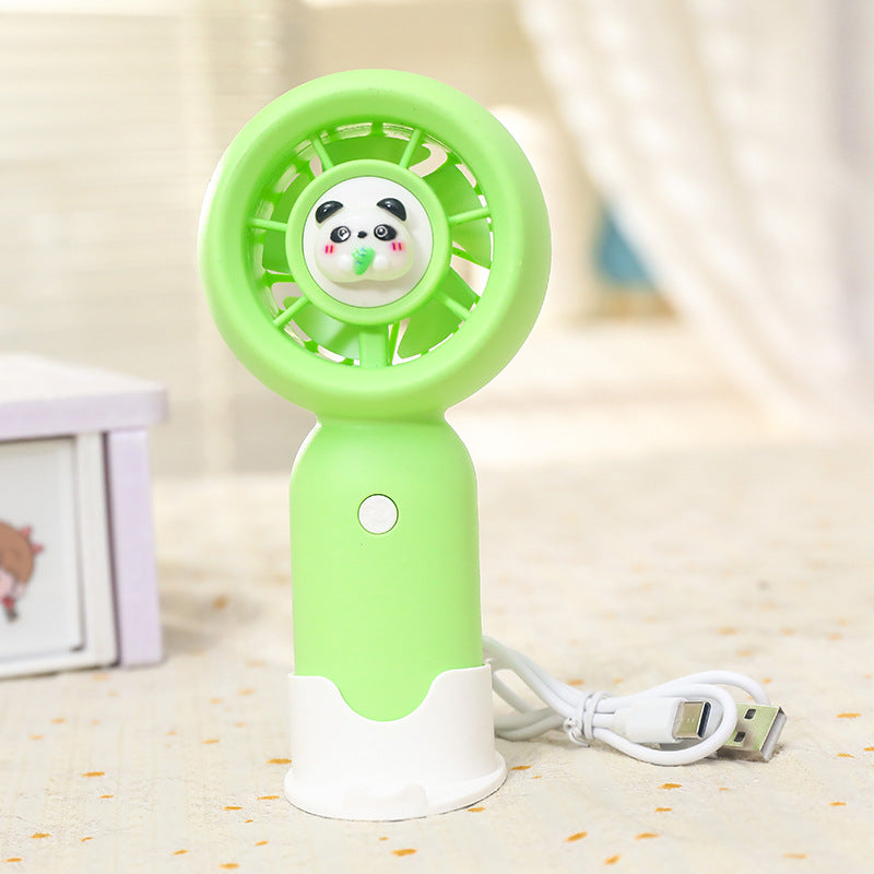 Portable Rechargeable Hand Fan Quiet Motor Cute Bear Design Table Stand