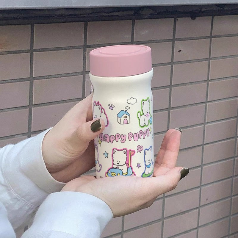 Insulated BPA-Free Plastic Water Bottle for Women with Animal Design Leak-Proof Cap