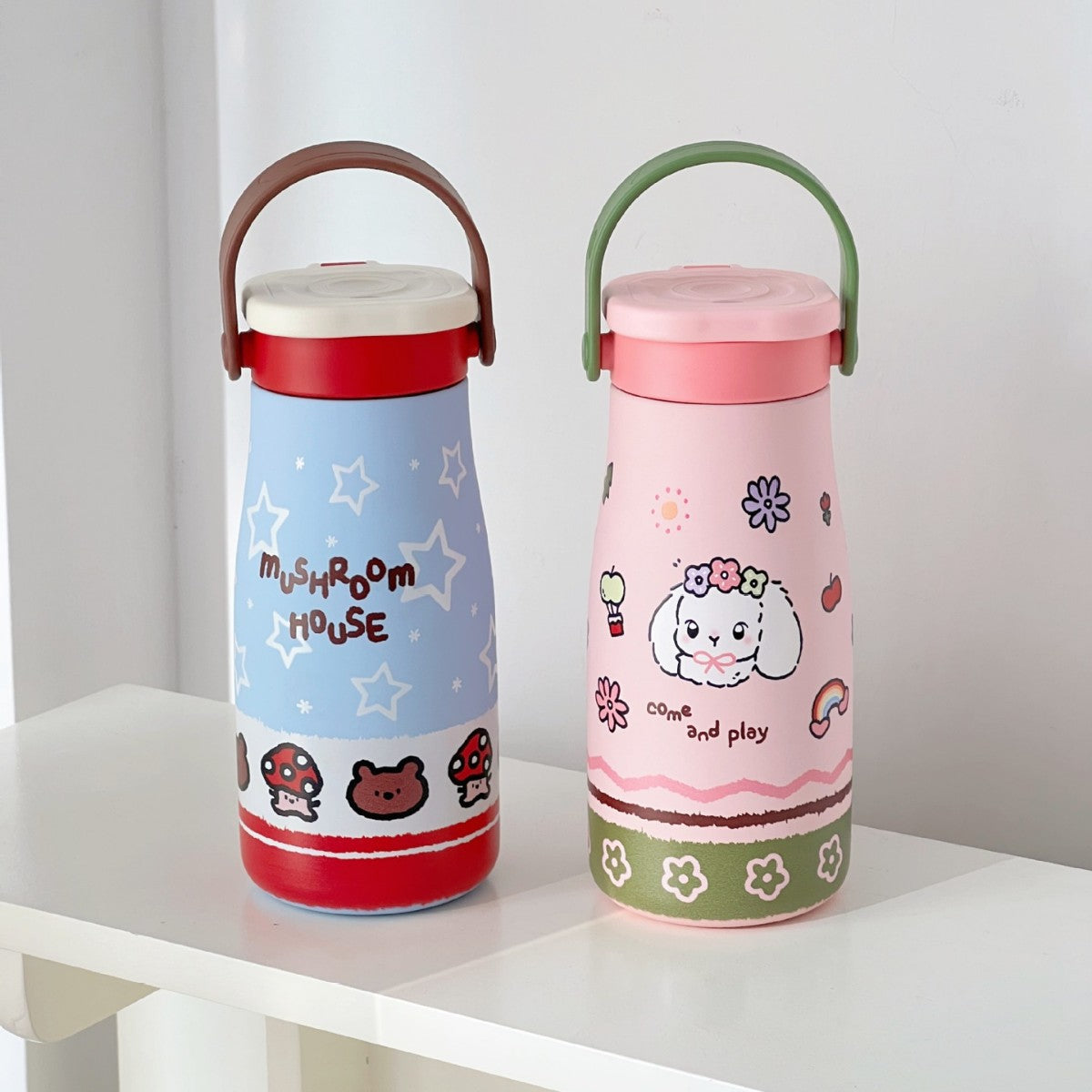 Playful Insulated Water Bottle BPA-Free Plastic with Handle and Animal Design for Women