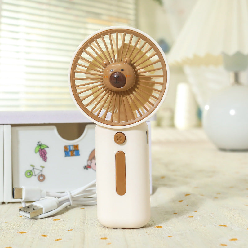 Rechargeable USB Handheld Fan Portable Quiet Bear Design with Stand