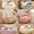 Round Plush Pet Bed with High Edges Ultra-Soft Hypoallergenic for Cats and Small Dogs