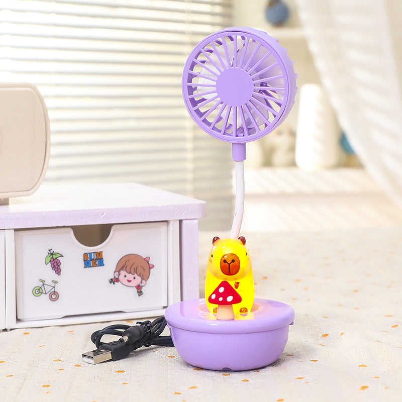 USB Desk Fan with Colorful LED Light Portable Quiet Table Fan for Women Adjustable Tilt