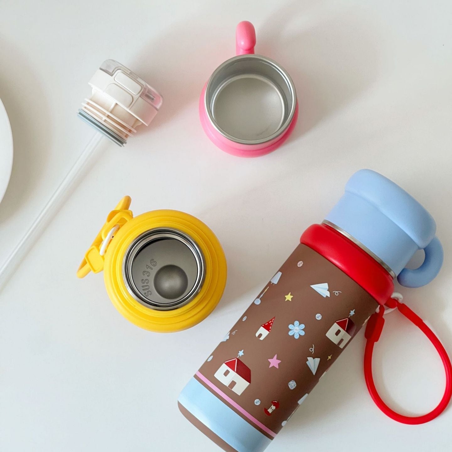 Unisex BPA-Free Plastic Water Bottle Leak-Proof Fruit Design with Carry Handle