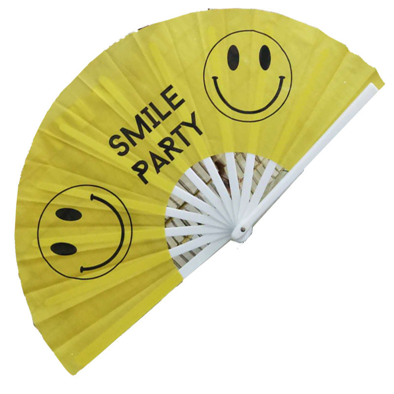 Women's Colorful Folding Fan with Sturdy Plastic Ribs 64cm Lightweight Portable