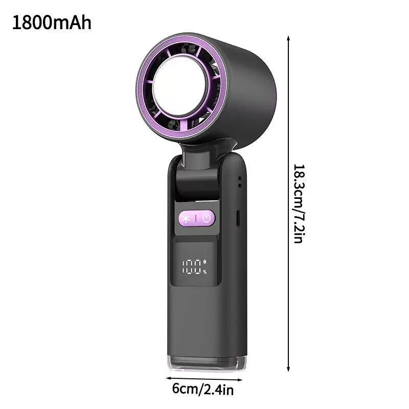 Rechargeable Portable Bladeless Mini Fan Foldable Head USB-C Travel Desk Cooler