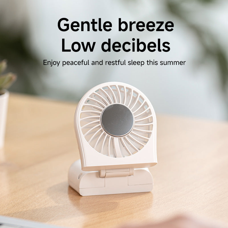 Portable Handheld Fan with Mirror USB Rechargeable Lightweight Personal Cooling Fan