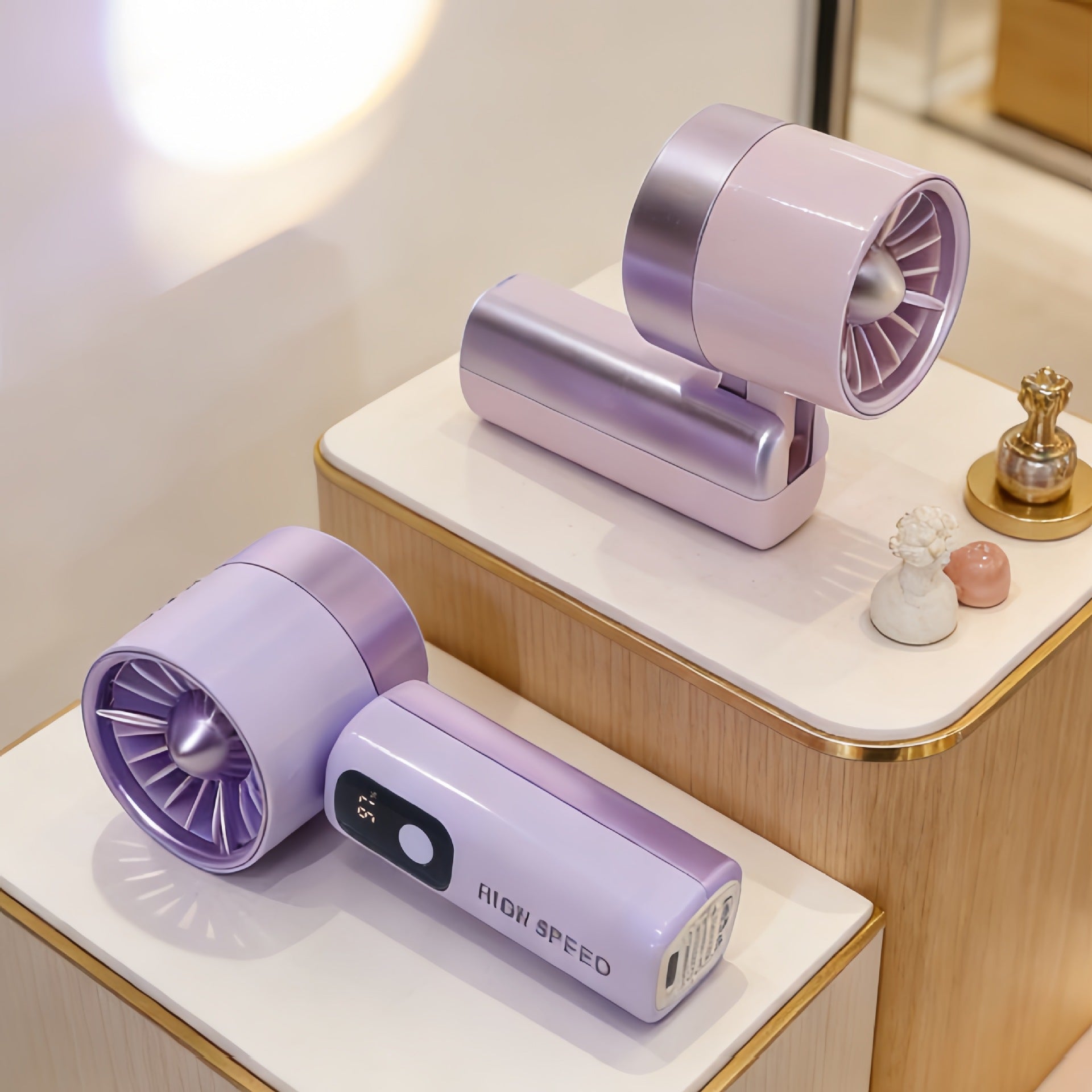 Portable High-Speed USB Charging Fan with LCD Display Compact Handheld Personal Cooling Fan for Women