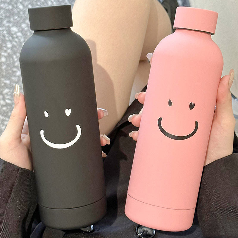 Women's Insulated Water Bottle BPA-Free Smiley Design Hot Cold Thermos Durable