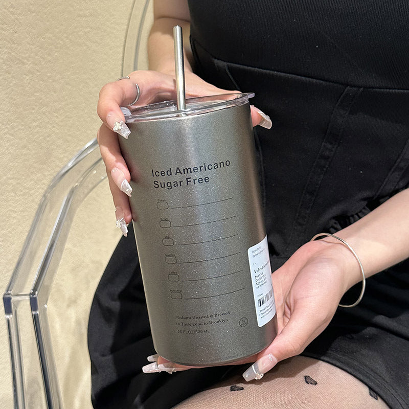 Women’s Stainless Steel Insulated Mug with Integrated Straw and Leak-Proof Lid
