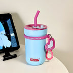 Women's Thermos Mug With Integrated Straw Leak-Proof Spill Protection Dishwasher Safe