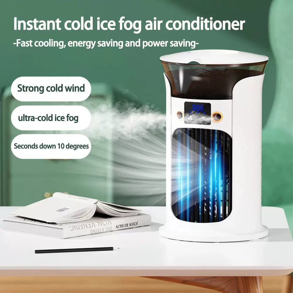 USB Humidifying Tower Fan Compact Air Circulation with LED Display Portable Quiet