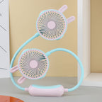 Rechargeable Portable Neck Fan Double Fan Flexible Gooseneck Quiet Hands-Free Cooling
