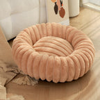 Round Plush Pet Bed with High Edges Ultra-Soft Hypoallergenic for Cats and Small Dogs