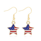 Women's Lightweight Star Earrings Enamel Flag Design Fishhook Closure Zinc Alloy