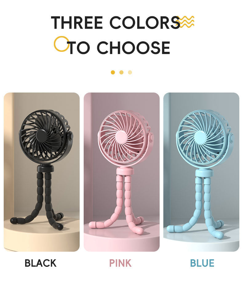 Portable USB Rechargechargeable Desk Fan with Flexible Legs Quiet Operation Compact Design