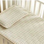 Bowlift Baby Bedding Set 100% Cotton Breathable Duvet and Pillow Check Pattern