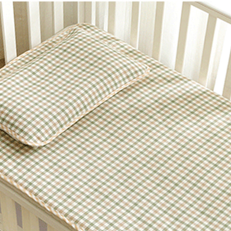 Bowlift Baby Bedding Set 100% Cotton Breathable Duvet and Pillow Check Pattern