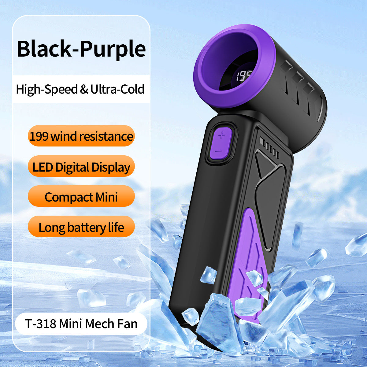 Harrow Portable Mini Fan with LED Temperature Display Lightweight Rechargeable