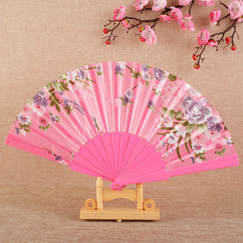 Ladies Decorative Folding Fan Lightweight Floral Design Compact Accessory