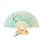 Ladies Handcrafted Bamboo Fan Floral Print Elegant Portable Accessory