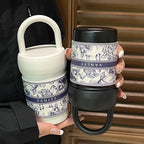 Women's Insulated Travel Mug with Carrying Handle Stylish Thermos Cup