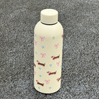 Insulated Stainless Steel Water Bottle for Women with Floral Design and Hygienic Flip-Top Lid