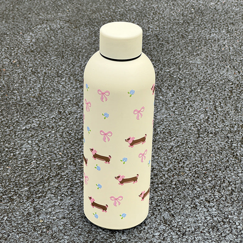Insulated Stainless Steel Water Bottle for Women with Floral Design and Hygienic Flip-Top Lid
