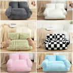 Women's Cozy Relax Armchair Plush Fabric Ergonomic Support Removable Cover
