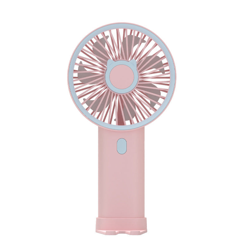 Ladies Portable Hand Fan USB Rechargeable with Animation Design Compact Lightweight