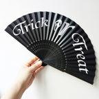 Women Decorative Fan Halloween Motifs Paper Wooden Frame Lightweight Portable
