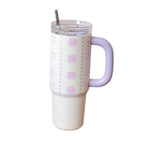 Women's Insulated Stainless Steel Cup With Straw Spill-Resistant Travel Tumbler