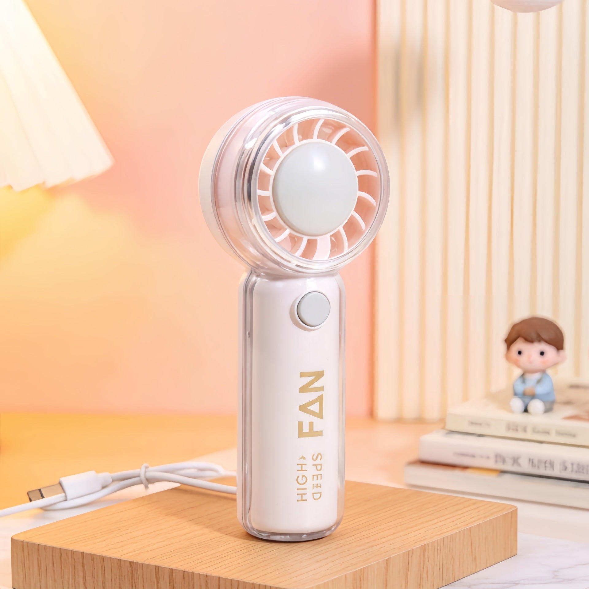Portable Handheld Fan with Bear Design USB Rechargeable Lightweight Personal Fan