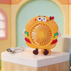 Ladies Portable USB Hand Fan Fun Fries Design Lightweight Rechargeable Personal Cooling Fan