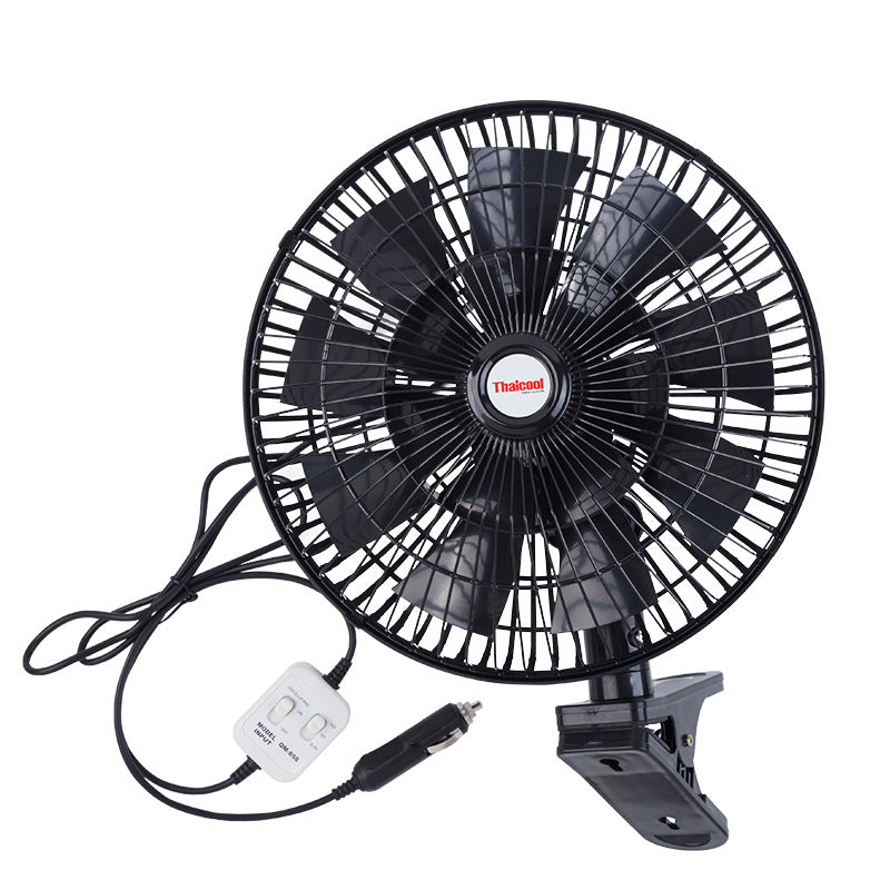 Car Mounted Electric Fan with Adjustable Clamp Powerful Cooling for Vehicles Compact Design