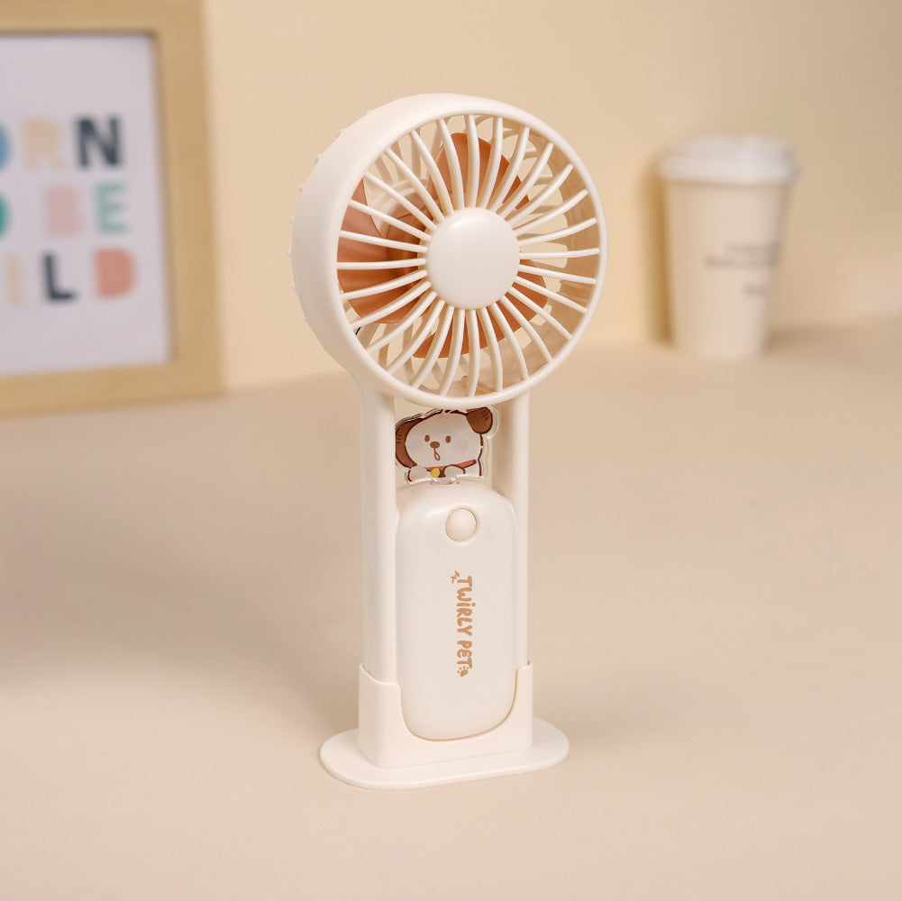 Handheld Fan Cute Cartoon Design Rechargeable Portable Quiet Operation