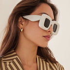 Women Rectangular Sunglasses Wide Frame UV Protection Lightweight Comfortable Fit
