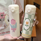 Insulated Stainless Steel Water Bottle with Floral Pattern Ladies Travel Bottle BPA-Free