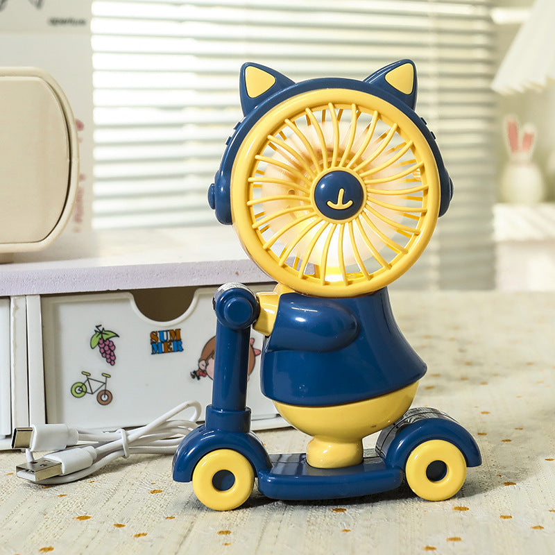 Ladies Portable Handheld Fan USB Rechargeable Cute Animal Design Lightweight Quiet Operation
