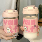 Ladies Insulated Drinking Mug with Secure Flip Lid and Cute Cat Design BPA-Free