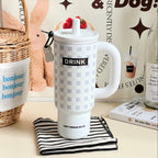 Women’s Multifunctional BPA-Free Plastic Drinking Bottle with Dual Straws and Ergonomic Handle